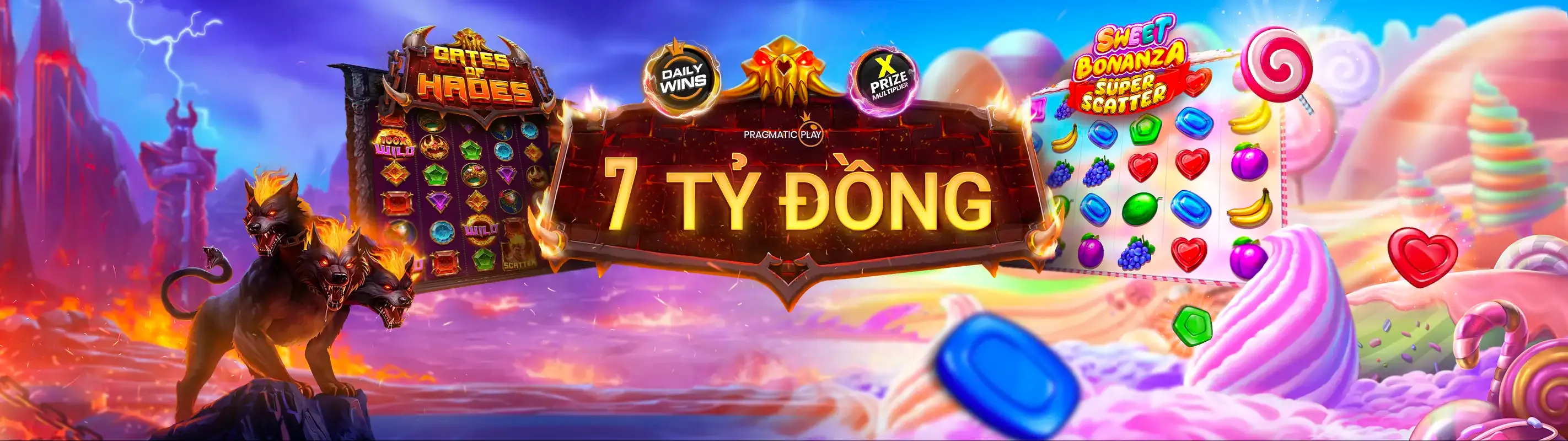 Hình ảnh chính sảnh Nổ Hũ VN8 với các biểu tượng slot game và hiệu ứng nổ hũ